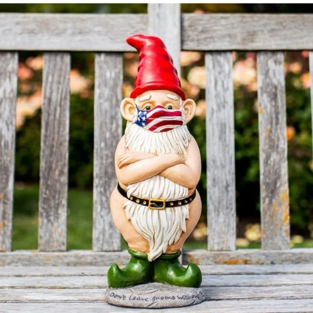 Patriotic Garden Gnome with Red Hat, Covid 19 collectors gnome